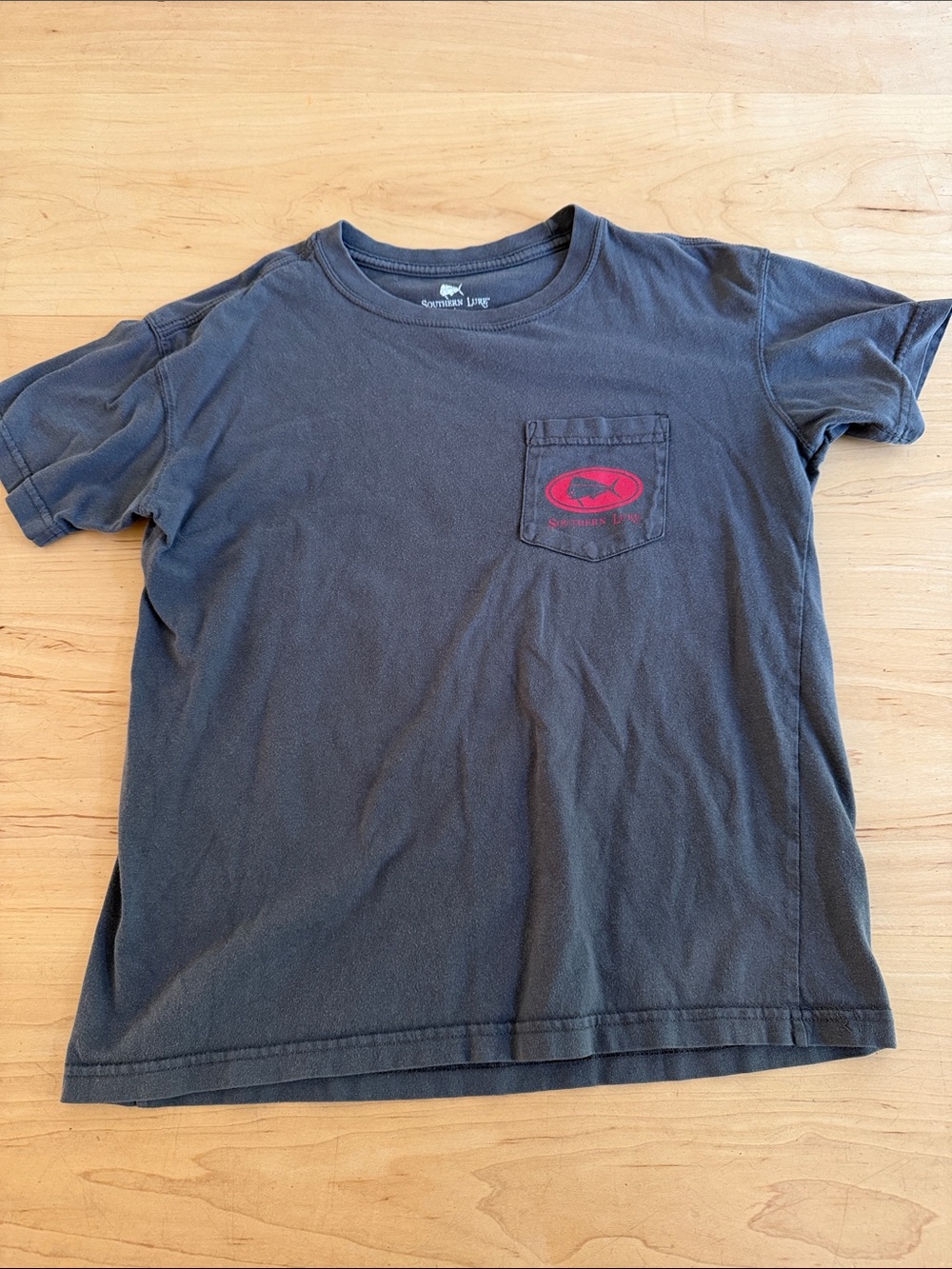 Southern Lure Boys Charcoal Pocket Tee with Red Pocket Logo
